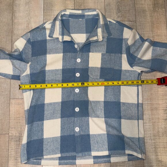 Mens Check Flanel Blue White Shirt XL - Picture 2 of 2